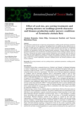 Effect of Seed Size, Pre-Sowing Treatments and Potting Mixture on Seedlings Growth Character and Biomass Production Under Nurser