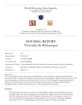 HOUSING REPORT Vivienda De Bahareque