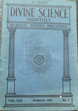 Divine Science Monthly V21 N3 Mar 1936