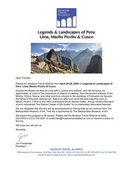 Legends & Landscapes of Peru: Lima, Machu Picchu & Cusco