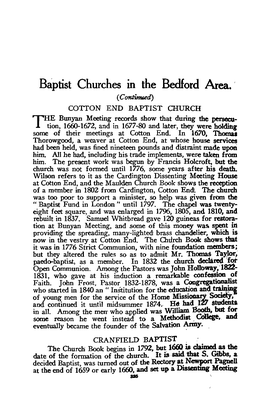 Baptist Churches in the Bedford Area (Continued)