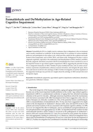 Formaldehyde and De/Methylation in Age-Related Cognitive Impairment