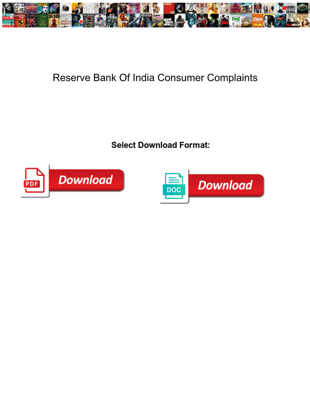 Reserve Bank of India Consumer Complaints