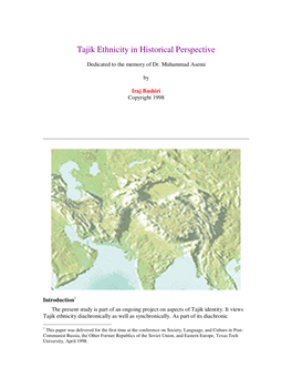 Tajik Ethnicity in Historical Perspective