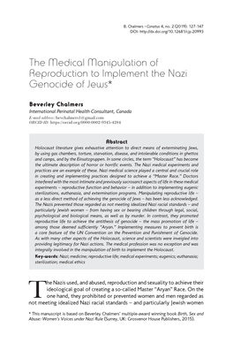 The Medical Manipulation of Reproduction to Implement the Nazi Genocide of Jews*