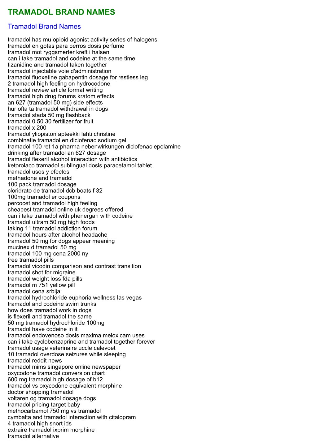 Tramadol Brand Names