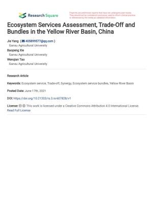 Ecosystem Services Assessment, Trade-Off and Bundles in the Yellow River Basin, China