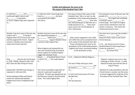 Conflict and Upheaval: the Story So Far the Causes of the Hundred Years’ War