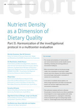 Nutrient Density As a Dimension of Dietary Quality