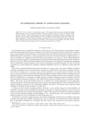Factorization Theory in Commutative Monoids 11