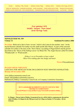 November 2006 Email: Info@Dalkeycommunitycouncil.Ie Published by Dalkey Community Council Ltd