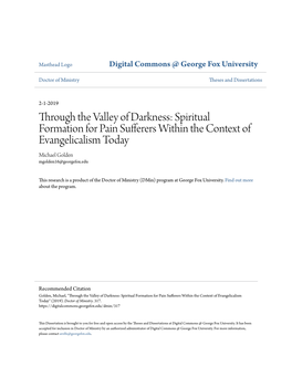 Spiritual Formation for Pain Sufferers Within the Context of Evangelicalism Today Michael Golden Mgolden16@Georgefox.Edu