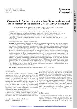 Cassiopeia A: on the Origin of the Hard X-Ray Continuum and the Implication of the Observed O Vııı Ly-Α/Ly-Β Distribution