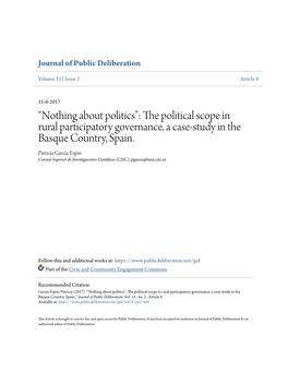 “Nothing About Politics”: the Political Scope in Rural Participatory Governance, a Case-Study in the Basque Country, Spain