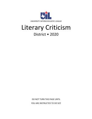 Literary Criticism District • 2020