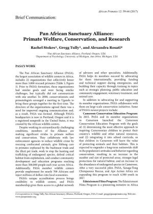 Pan African Sanctuary Alliance: Primate Welfare, Conservation, and Research