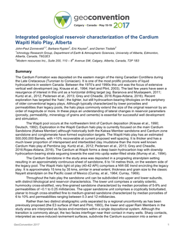 Integrated Geological Reservoir Characterization of the Cardium