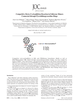 Competitive Retro-Cycloaddition Reaction in Fullerene Dimers Connected Through Pyrrolidinopyrazolino Rings