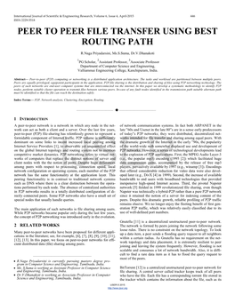Peer to Peer File Transfer Using Best Routing Path