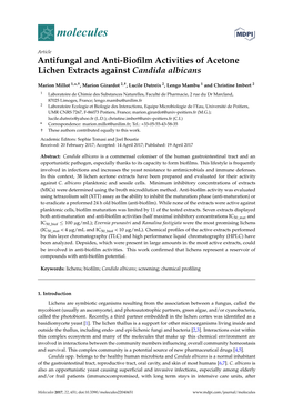 Antifungal and Anti-Biofilm Activities of Acetone Lichen Extracts Against