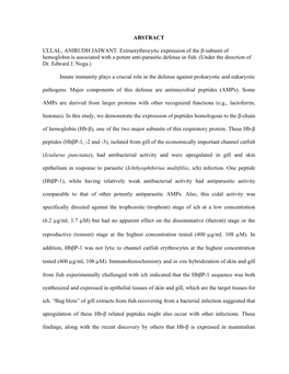 ABSTRACT ULLAL, ANIRUDH JAIWANT. Extraerythrocytic