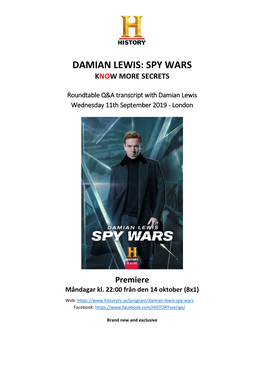 Damian Lewis: Spy Wars Know More Secrets