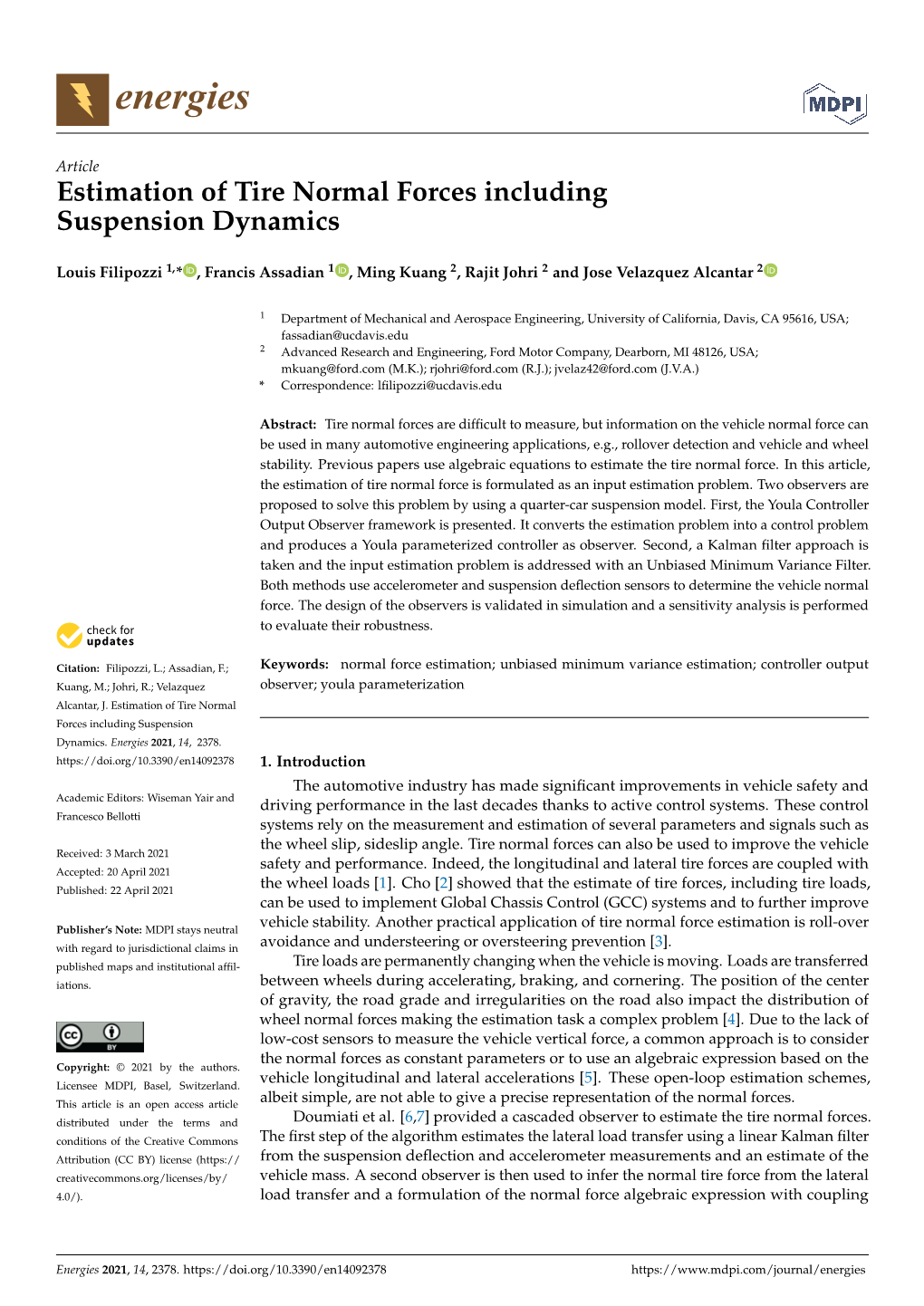 Estimation of Tire Normal Forces Including Suspension Dynamics