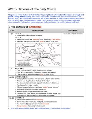 WBW | P.2 | Timeline of Acts | Notes
