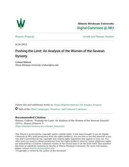 Pushing the Limit: an Analysis of the Women of the Severan Dynasty