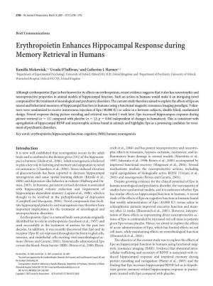 Erythropoietin Enhances Hippocampal Response During Memory Retrieval in Humans
