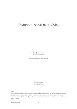 Plutonium Recycling in Lwrs
