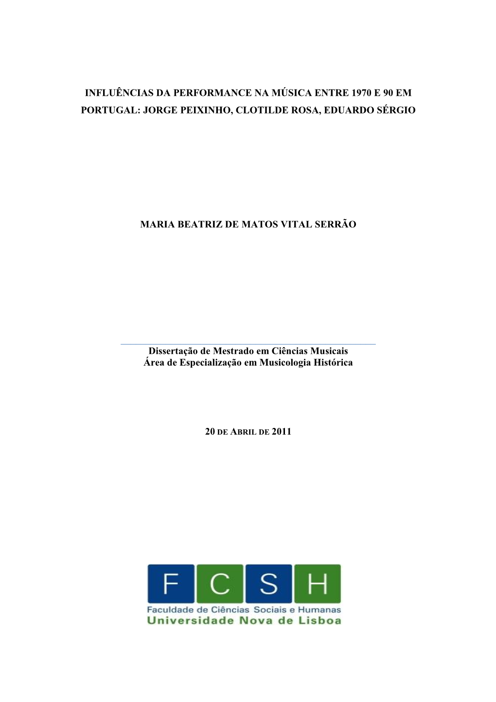 Modelo Formal De Apresentação De Teses E Dissertações Na FCSH