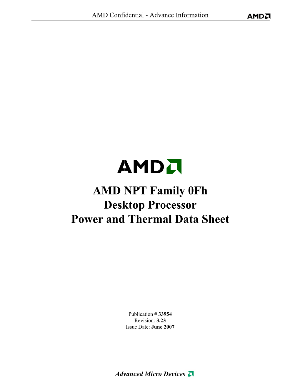 AMD NPT Family 0Fh Desktop Processor Power and Thermal Data Sheet