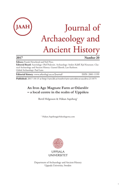 Journal of Archaeology and Ancient History 2017 Number 20 Editors: Frands Herschend and Neil Price