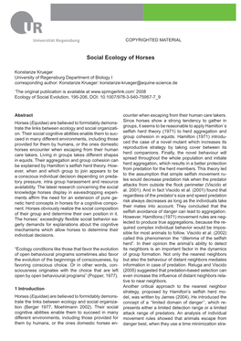 Social Ecology of Horses