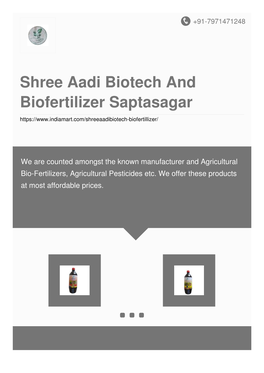 Shree Aadi Biotech and Biofertilizer Saptasagar
