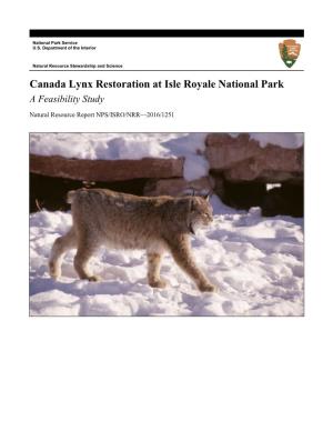 Canada Lynx Restoration at Isle Royale National Park a Feasibility Study