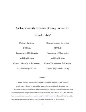 Asch Conformity Experiment Using Immersive Virtual Reality