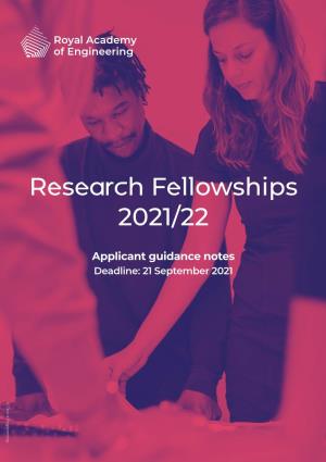 Applicant Guidance Notes for Research Fellowships 2021/22