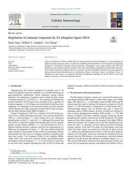 Cellular Immunology Regulation of Immune Responses by E3 Ubiquitin