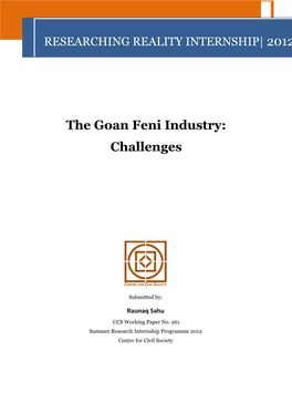 The Goan Feni Industry: Challenges