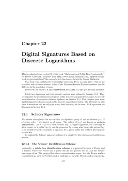 22. Digital Signatures Based on Discrete Logarithms