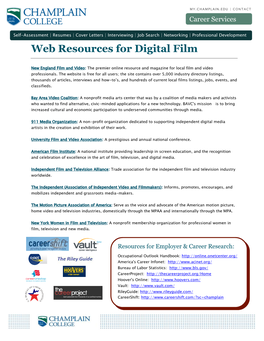 Web Resources for Digital Film