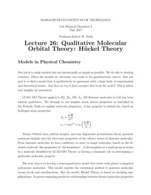 5.61 F17 Lecture 26: Qualitative Molecular Orbital Theory