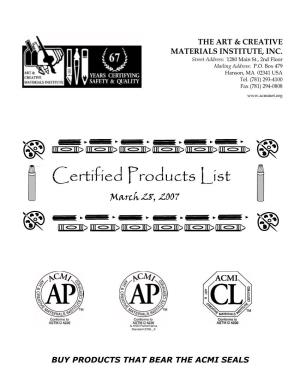 Certified Products List