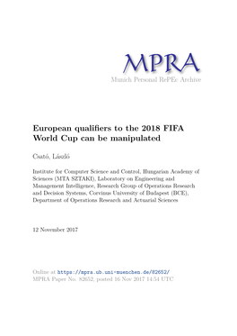 European Qualifiers to the 2018 FIFA