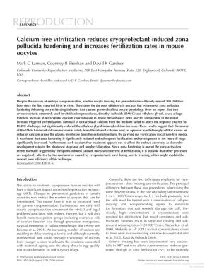 Calcium-Free Vitrification Reduces Cryoprotectant-Induced Zona