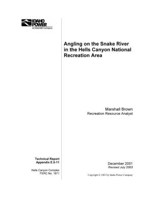 Angling on the Snake River in the Hells Canyon National Recreation