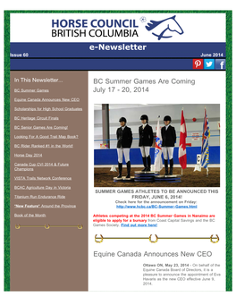 E-Newsletter Issue 60 June 2014