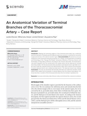 An Anatomical Variation of Terminal Branches of the Thoracoacromial Artery – Case Report
